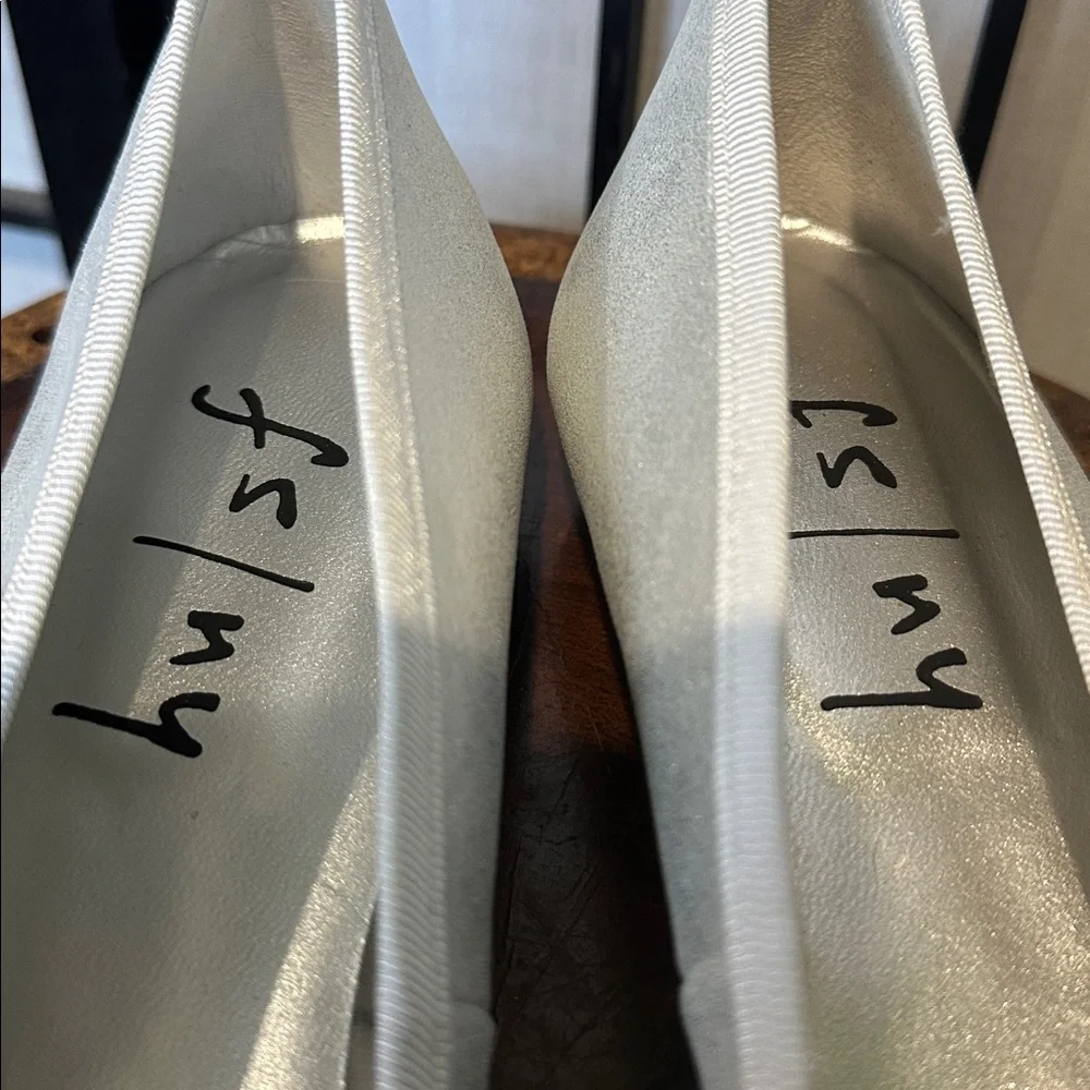 French Sole New Silver Leather Flats Made in Italy 🇮🇹 Size 9 NEW